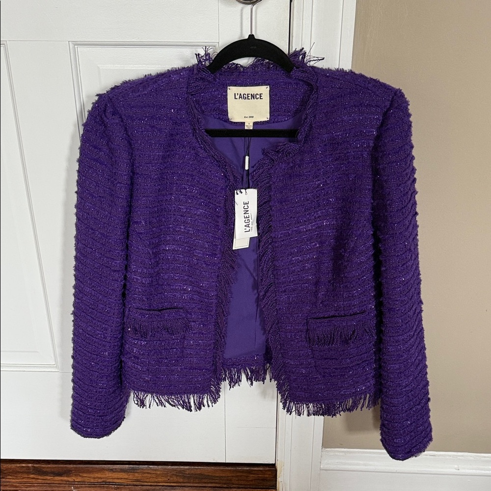 L'AGENCE Deep Purple Textured Blazer SZ 10